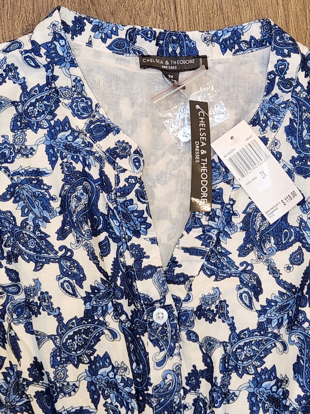 👗 NWT Chelsea & Theodore Blue Floral Smocked Cottagecore Midi Dress 👗 - Picture 5 of 7